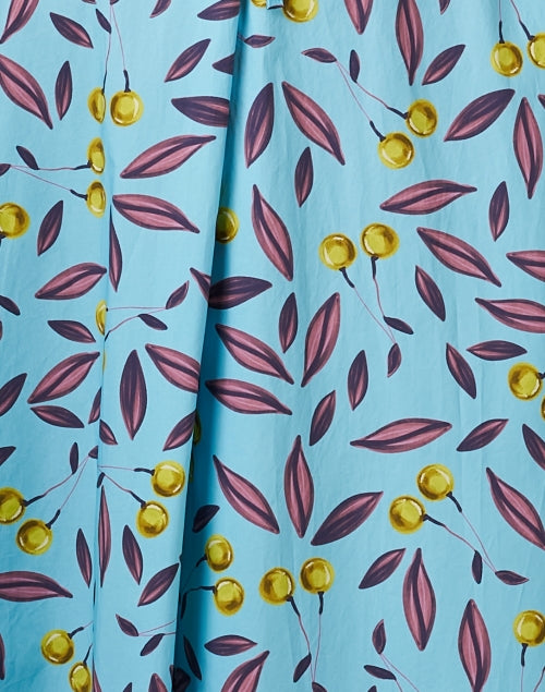 Stylish Blue-Printed 100% Cotton A-Line Maxi Dress by Odeeh