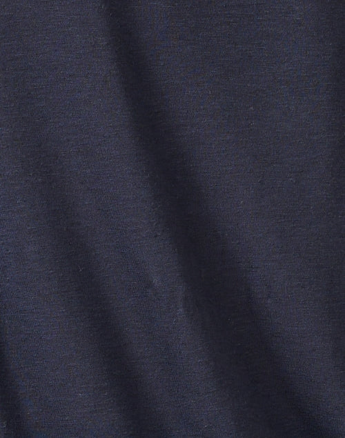 Navy and White Lightweight Linen Blend Knit Women's Top for Casual Wear