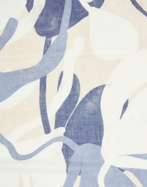Navy and Ivory Printed Silk-Cashmere Blend Scarf for Elegant Layering