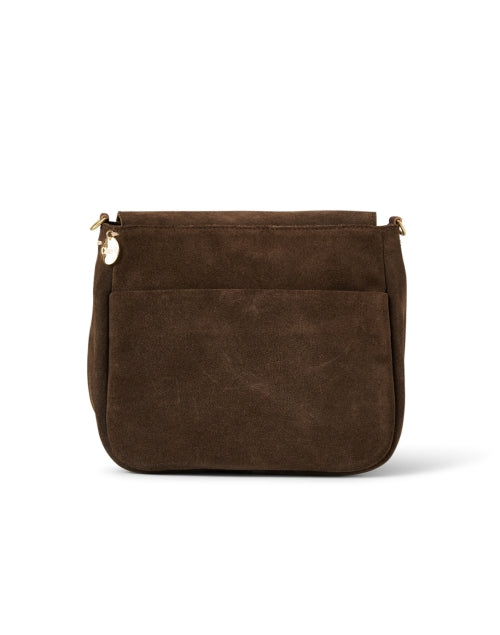 Adjustable Turnlock Louis Crossbody Bag in Rich Chocolate Brown Suede