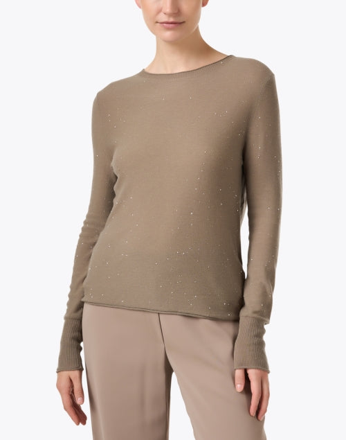 Stylish Taupe-colored Wool Knit Sweater for Fashionable Wear