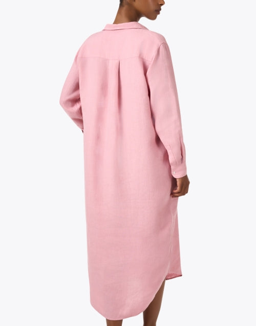 Rory Pink Women's Casual Linen Shirt Dress for Warm Weather