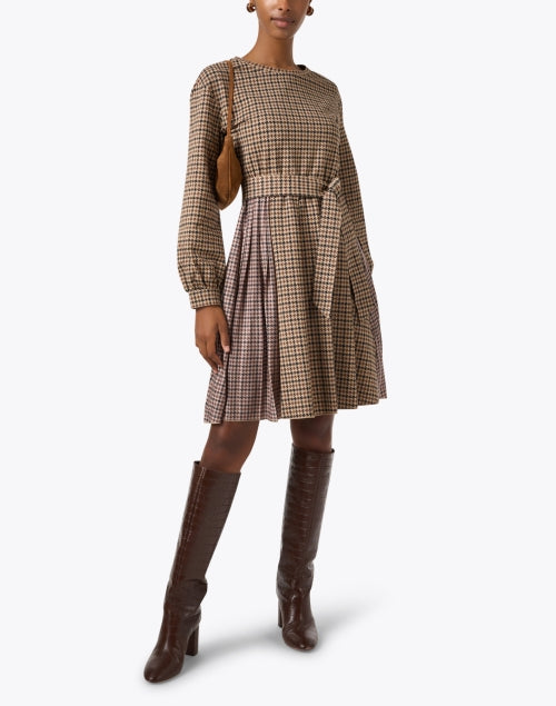 Weekend Max Mara Women's Vetta Mini Dress in Brown Plaid Pattern