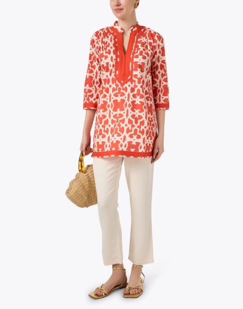 Ro's Garden Tokyo Style Lightweight Red Print Longline Tunic Top