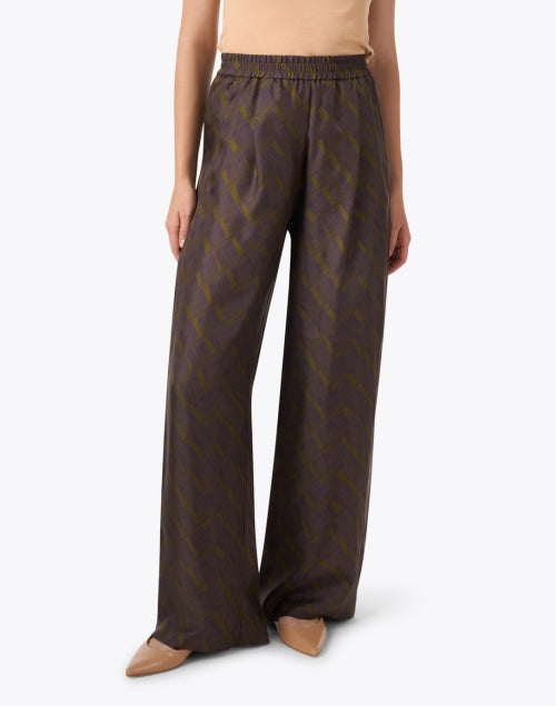 Silk Multi - Patterned Wide - Leg Women's Dress Pants