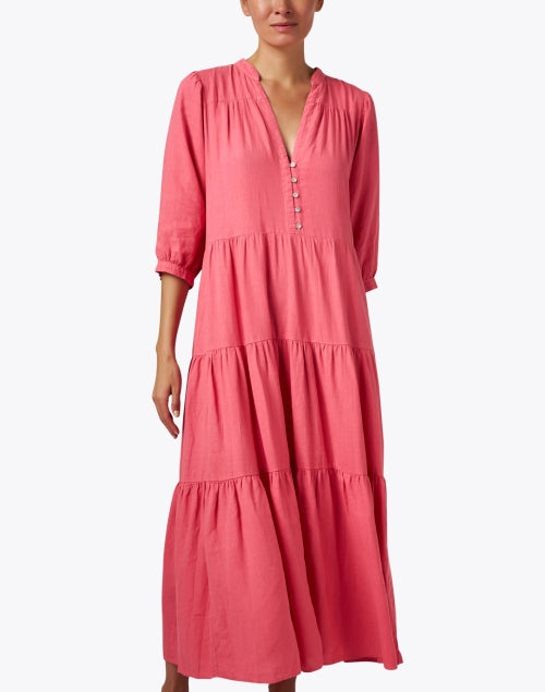 Stylish Jacquie Women's Pink Linen Blend Maxi Dress for Warm Weather