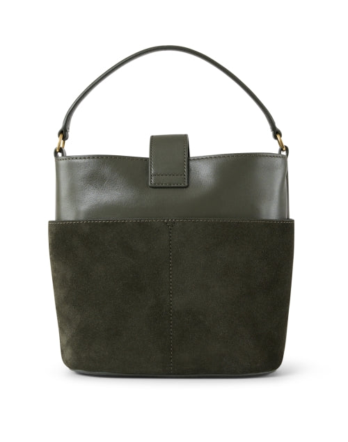 Veronica Beard's Stunning Crest Green Suede and Leather Handbag for Modern Women