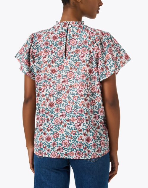 Cheerful Pink and Blue Floral Printed Lightweight Cotton Top
