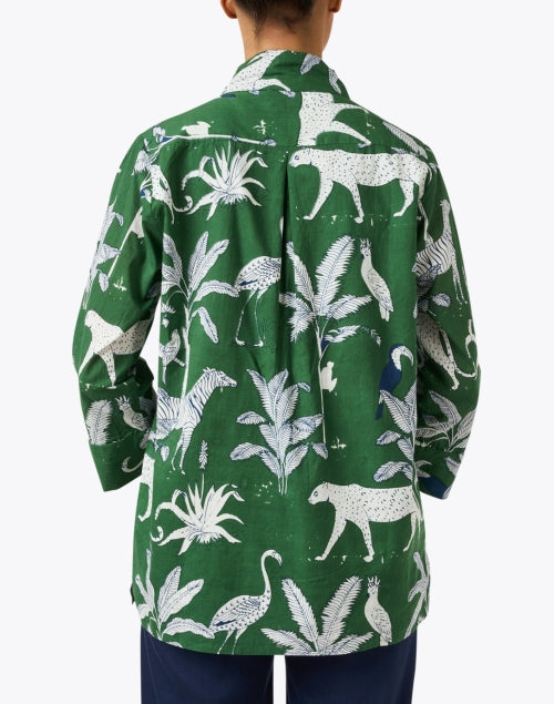 Stylish Cricket-Inspired Green Printed Cotton Top for a Tropical Look