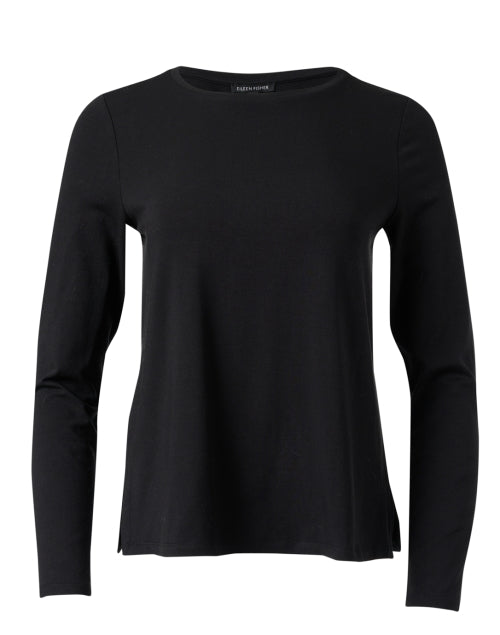 Eileen Fisher Women's Black Stretchy Jersey Casual Top for Various Occasions