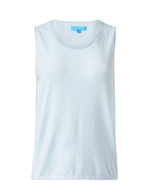 Lightweight Blue Cotton Cashmere Blend Sleeveless Tank Top