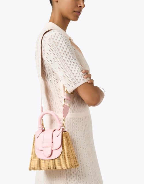 The Elegant Pink Wicker Mini Handbag for Fashionable Ladies