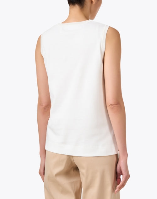Exquisite 100% Cotton Ivory Sleeveless Tank Top for Timeless Style