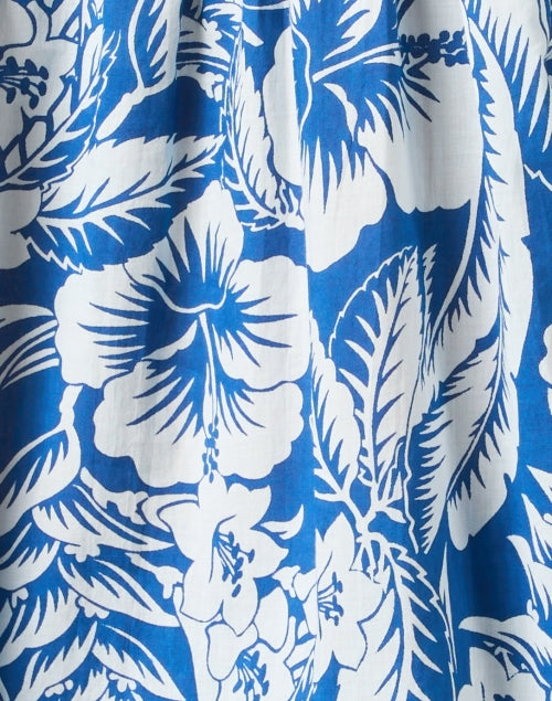 Stylish Marnie Women's Blue Floral Cotton Casual Top