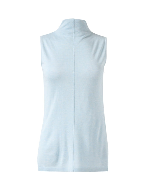 Surf Blue Women's Sleeveless Silk Cashmere Knit Top for Transitional Wardrobe