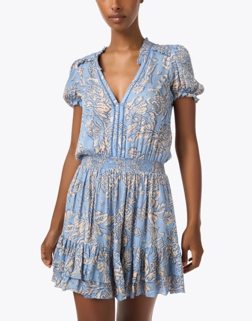 Poupette St Barth's Charming Blue Printed Mini Bibi Dress