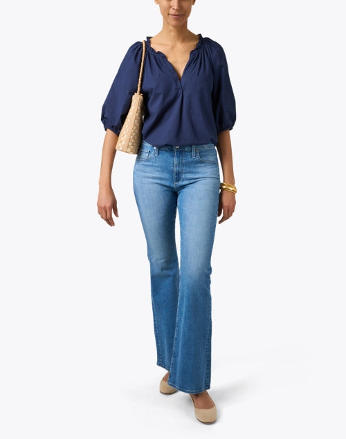 Navy Crisp Cotton Jules Top for a Stylish Look