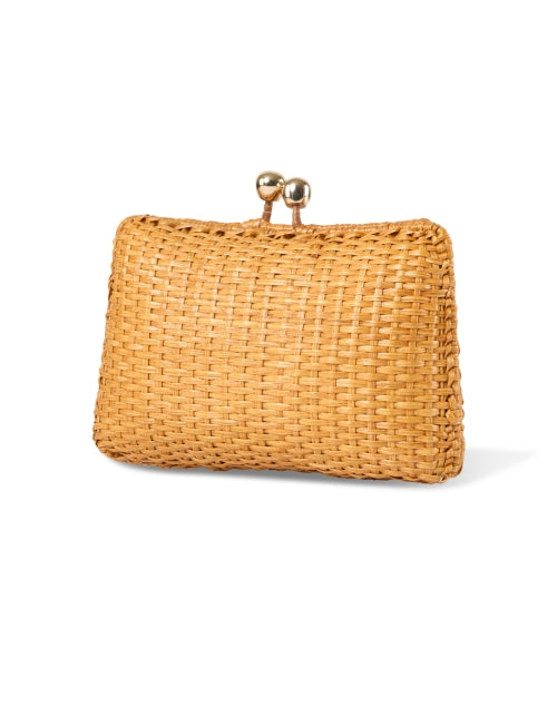 Serpui Charlotte Honey-Colored Woven Wicker Summer Clutch Bag