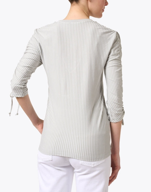 Stylish Penelope Sage Green Striped Women's Cotton Blend Top for All Occasions