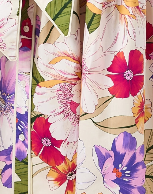 Estella Ladies' White Floral Pattern Printed Shirt-style Dress for the New Season