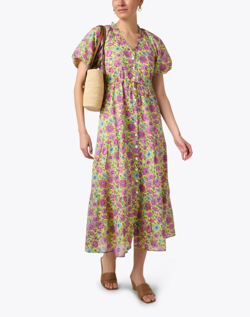 Stylish Poppy-themed Multi Floral Patterned Cotton Women's Dress