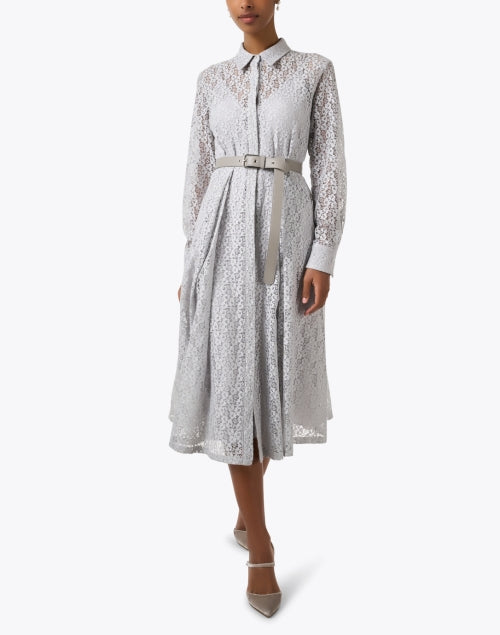 Stylish Canada Grey Delicate Lace Shirt Dress for Elegant Occasions