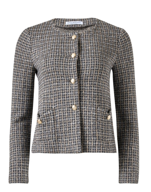 Stylish Rembrant Wool - Cashmere Plaid Jacket with Gold Accents