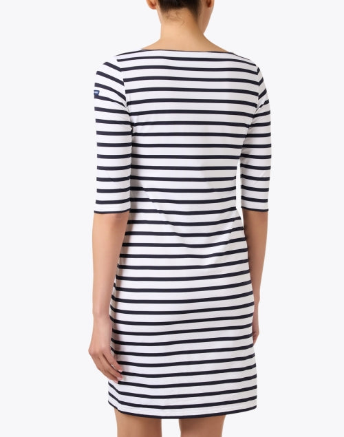 Stylish Propriano Super - Stretch Navy and White Striped Everyday Dress