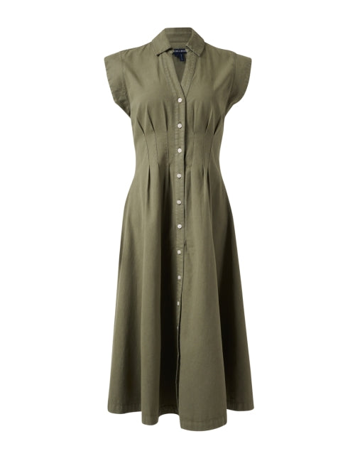 Army Green Cotton Ruben Shirt Dress for a Feminine Look