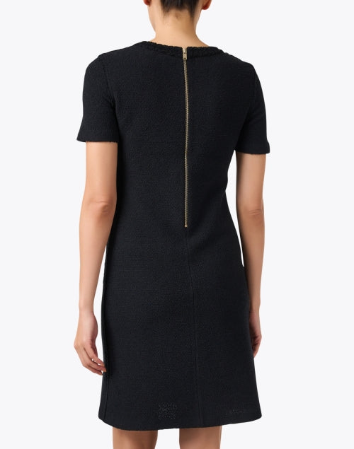 Elegant Luxury Black Boucle Knitted Women's Dress