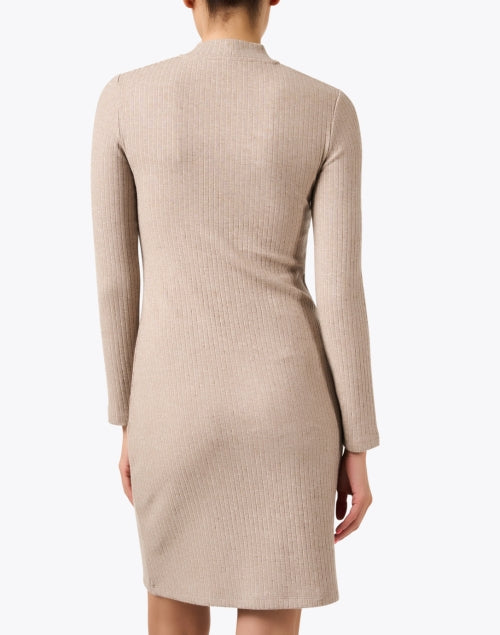 Elegant Beige Ribbed Knit Sheath Dress for All Occasions