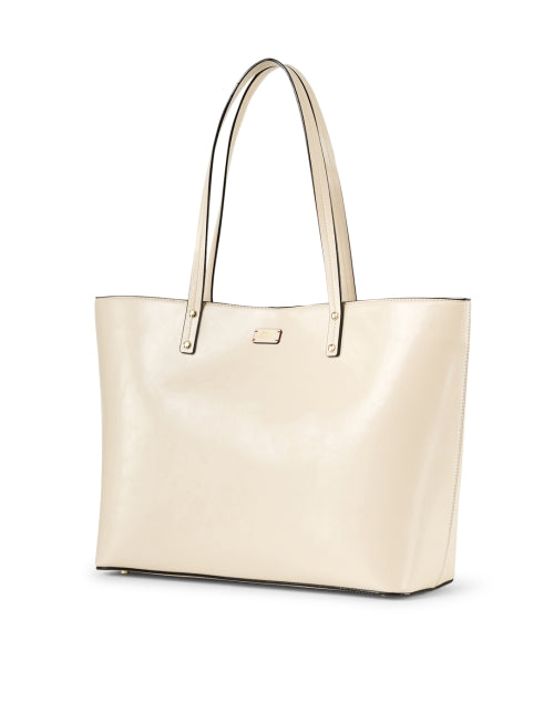 Elegant Ivory-Colored Leather Tote Handbag by Trixie