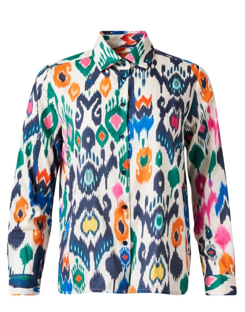 Isabella Stylish Multi - Pattern Ikat Cotton Blend Women's Blouse