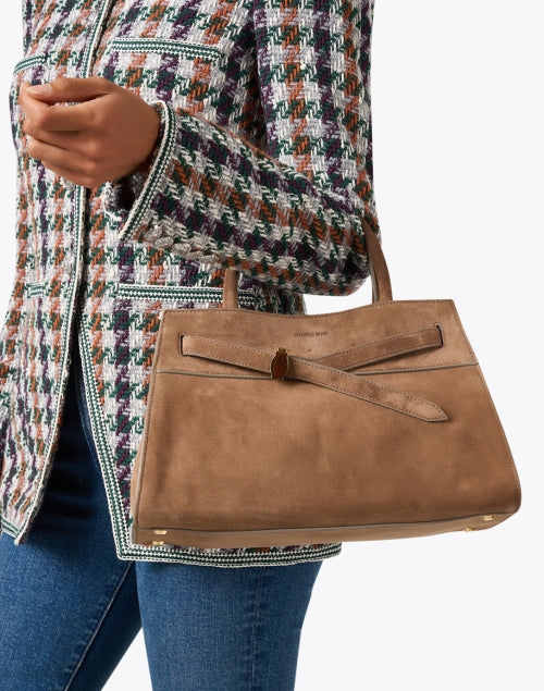 Veronica Beard's Tan Luxury Suede Dash Bag for Modern Women