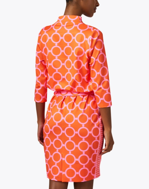 Comfortable Pink and Orange Printed Jersey Cotton Dress for Resort