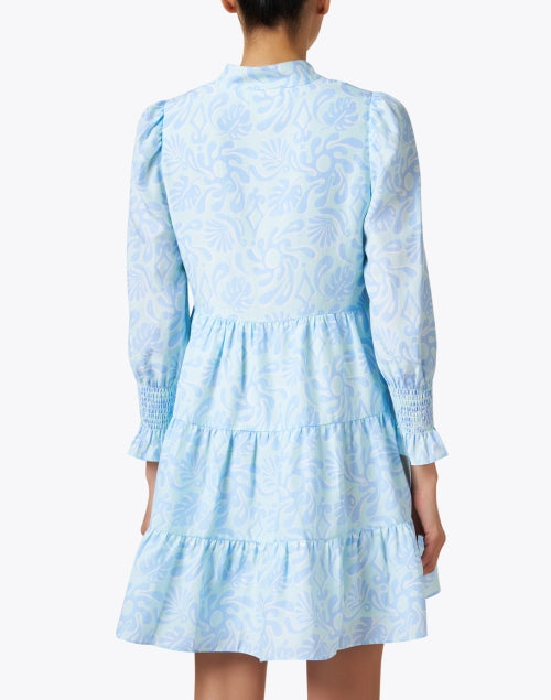 Stylish Blue-Printed Silk Blend Women's Dress for Transitional Seasons