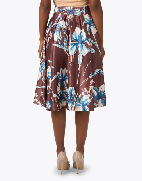 Frances Valentine Shelley Brown Floral Print Taffeta Women's Skirt for a Polished Look