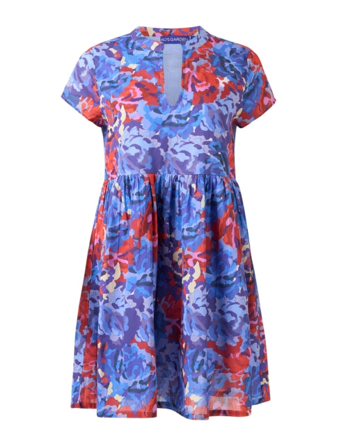 Feloi Lightweight Blue and Red Multi - Print Feminine Dress