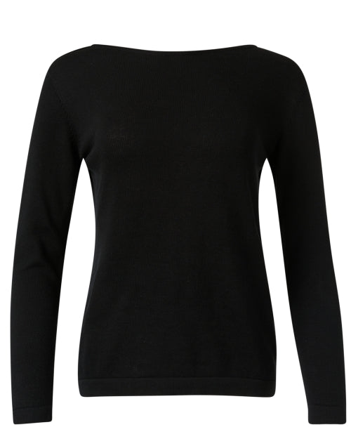 Stylish Black Pima Cotton Women's Boatneck Sweater for Everyday Wear