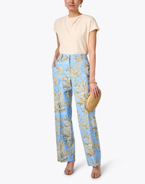 Stylish Gates Straight - Leg Blue Floral - Printed Pants