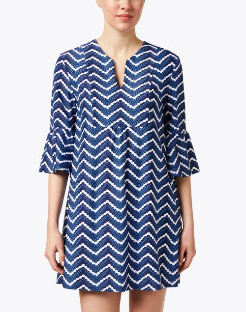 Stylish Kerry Navy Chevron Patterned Women's Dress for Everyday Wear