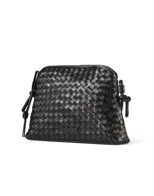 Stylish Black Woven Leather Mallory Crossbody Bag for Day Trips