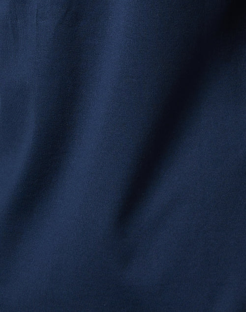 Navy Stretch Pima Cotton Top with Eyelet Cuff Detailing on 3/4 Sleeves