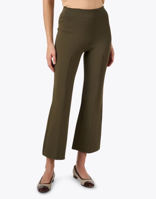 Rene Stretch Green Flare-Leg Knit Pants for Comfortable Wear