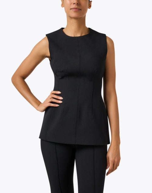 Stylish Faith Black Sleeveless Pleated Waist - Cinched Top