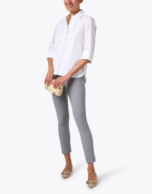 Aileen's Elegant White Cotton Henley-Style Top