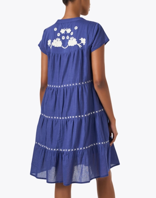 Isabel Navy Colored Cotton Embroidered Women's Summer Dress