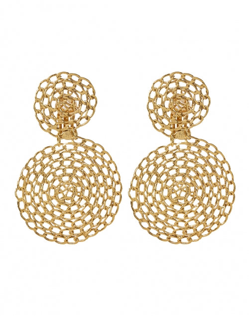 Gourmette-style Gold-plated Drop Clip Earrings by Onde - Stylish Feminine Jewelry