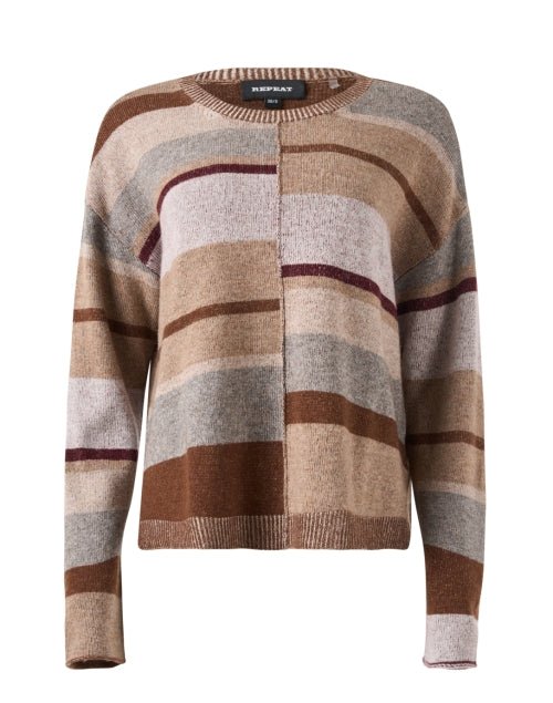 Stylish Neutral Color - Blocked Wool - Cashmere Women's Sweater