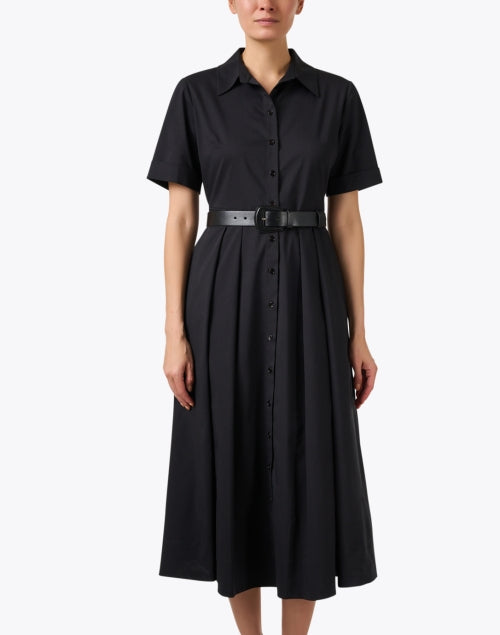 Stylish Lilah Women's Black Belted Cotton Blend Shirt Dress